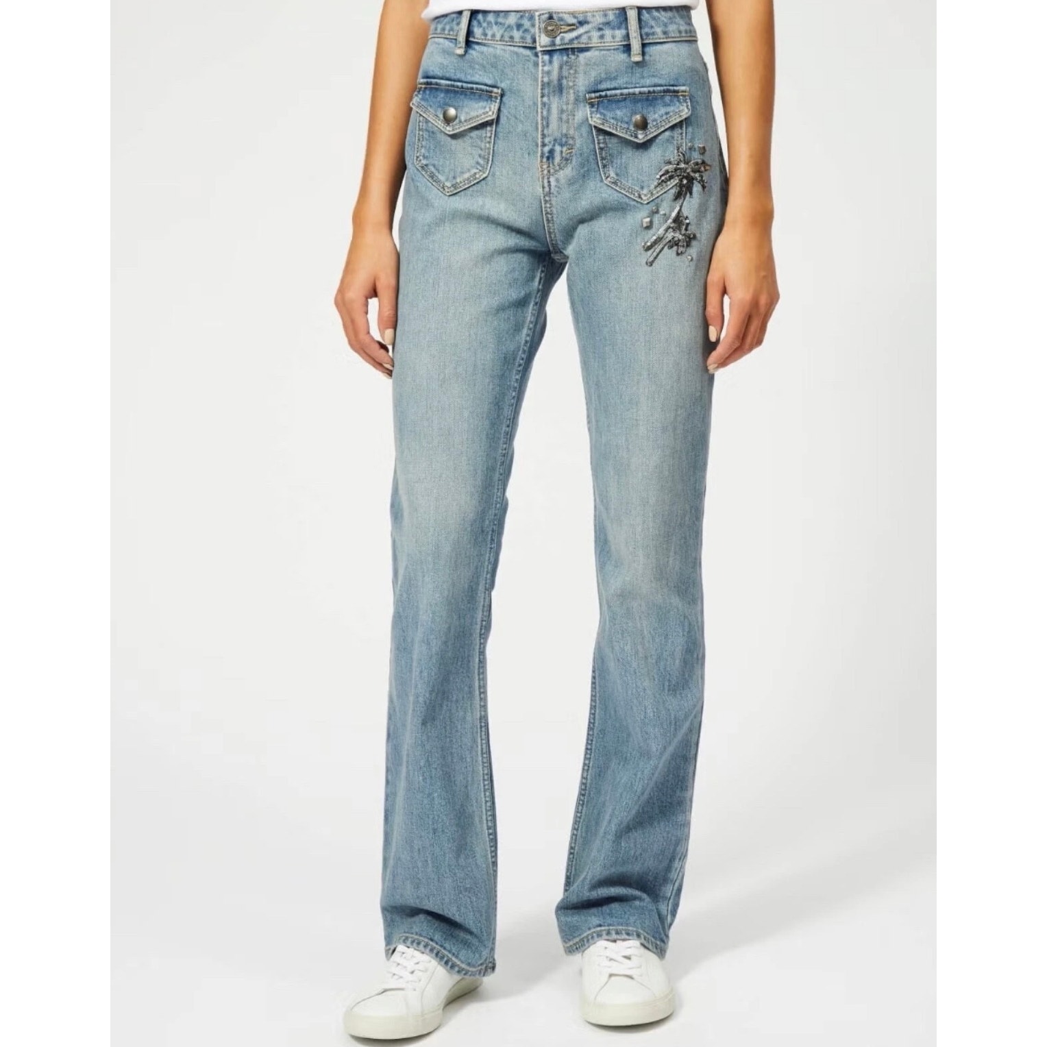 Coach Palm Tree Appliqu Statement Denim Jeans Size 0